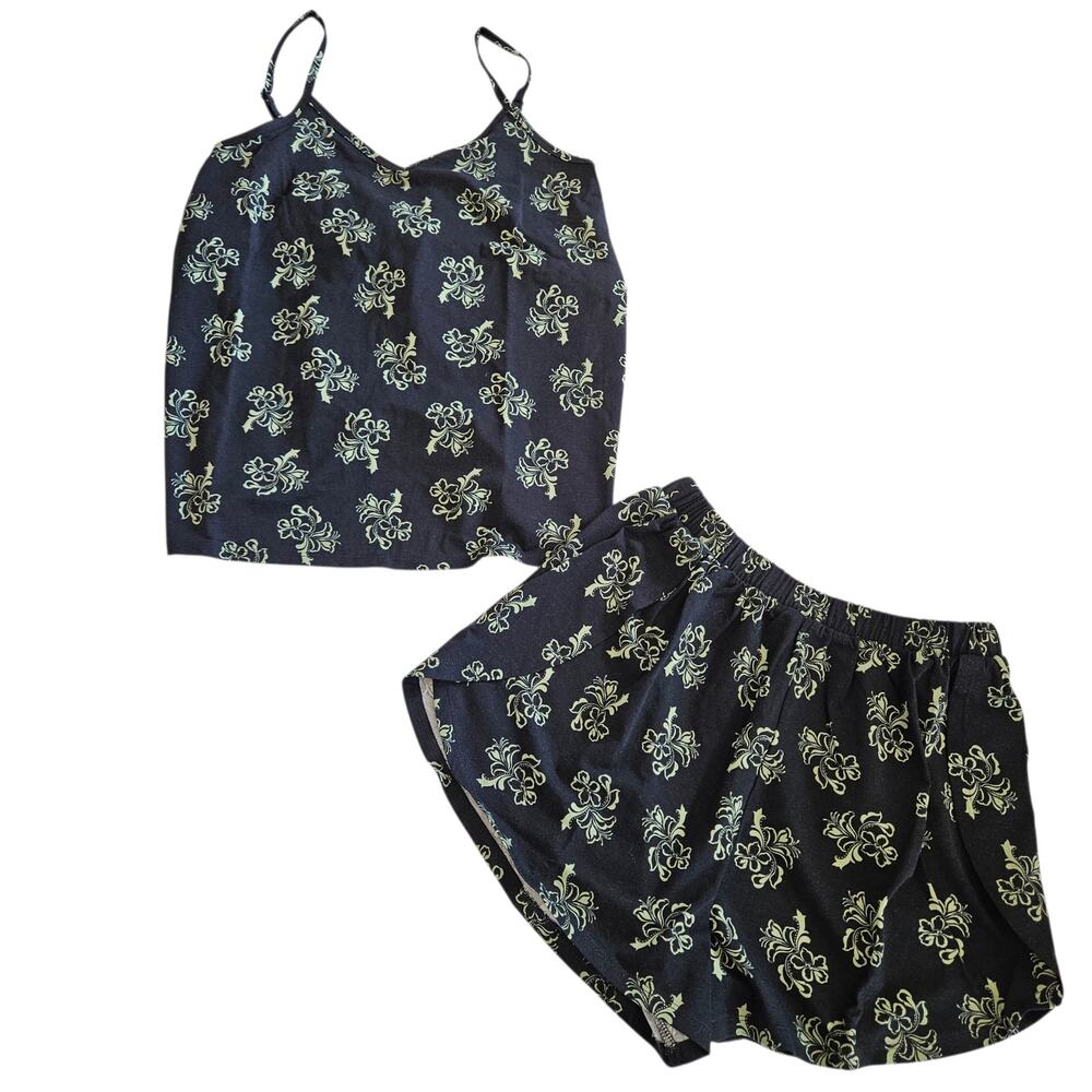 Universal Standard Natalie Jersey‎ Sleep Set  Black Green Print Women's Size 0